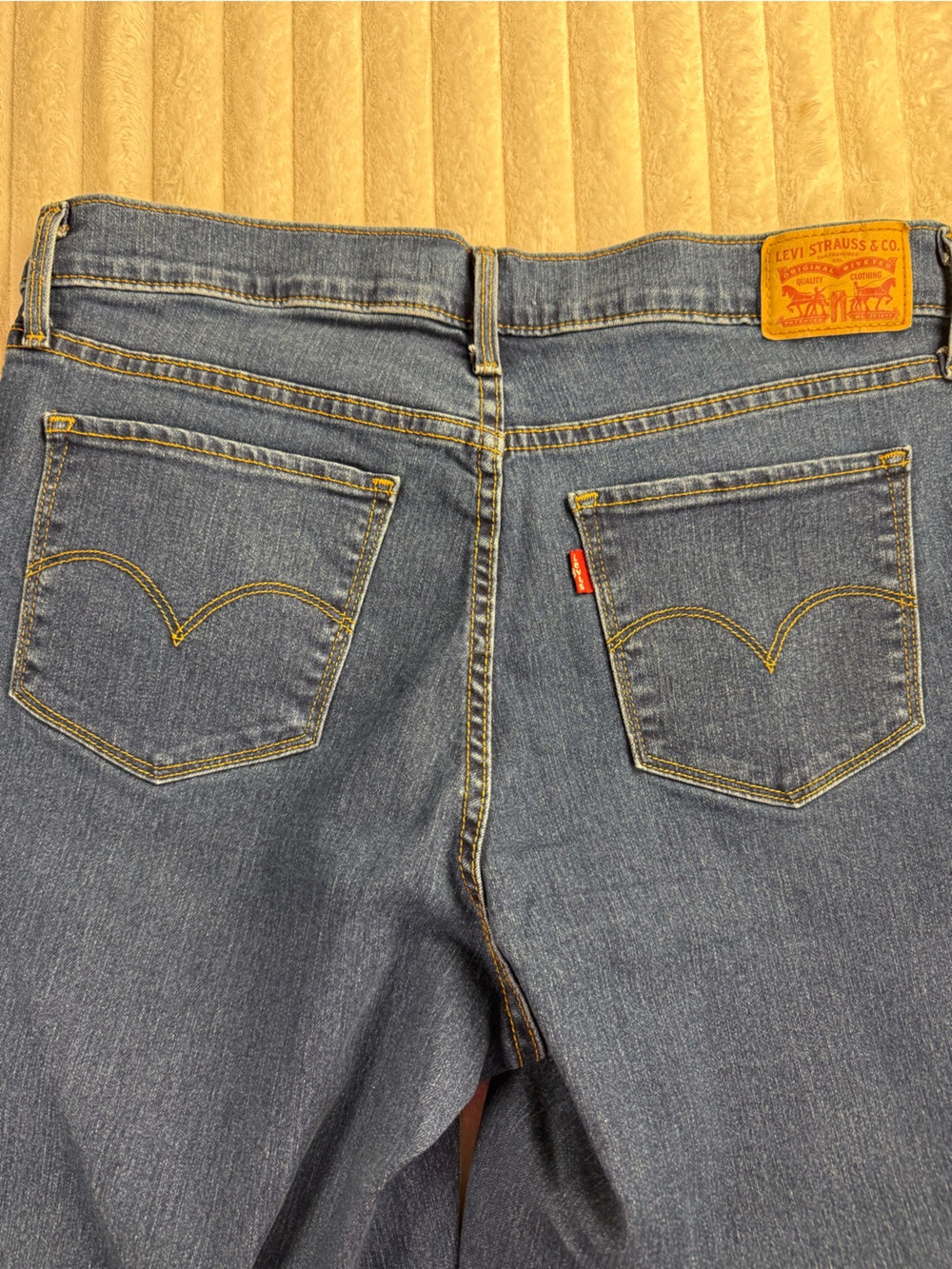 Levi's 318 Shaping Wide Leg Jeans Blue Stretch Denim Size 31 - Picture 7 of 8
